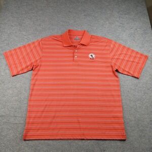 Pinehurst Polo Shirt Mens Large Orange Stripe Golf Performance Stretch Putterboy
